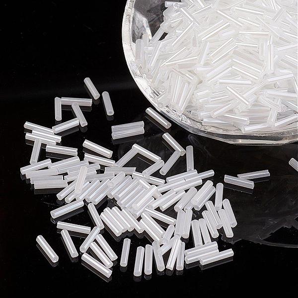 

PandaHall Glass Bugle Beads, Opaque Colours Lustered, White, 9x2mm, Hole: 0.5mm, about 7000pcs/bag Glass White