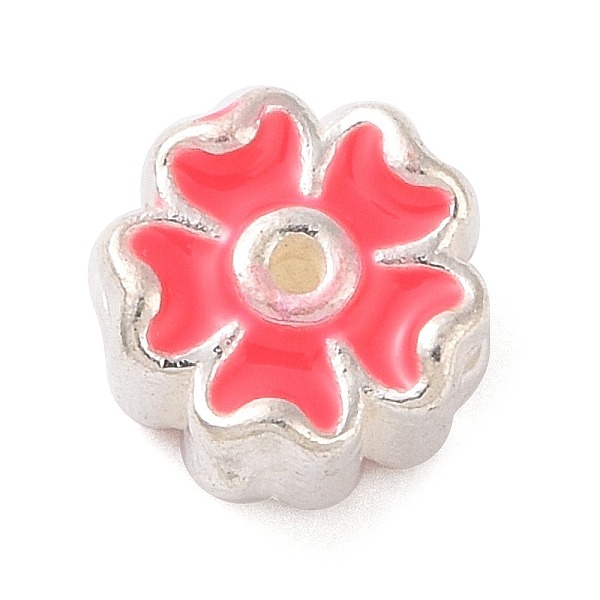 

PandaHall 925 Sterling Silver Beads, with Enamel, Flower, Hot Pink, 5x3.5mm, Hole: 1.5mm Sterling Silver Flower