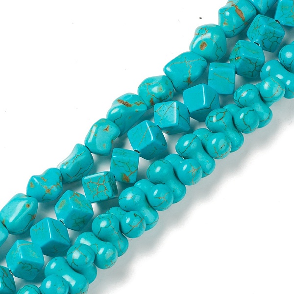 

PandaHall Synthetic Howlite Beads Strands, Dyed, Mixed Shapes, Dark Turquoise, 12~14x8~11x8mm, Hole: 1~1.5mm, about 38~76pcs/strand...