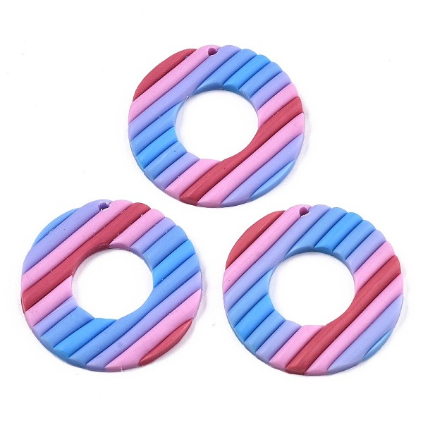 

PandaHall Handmade Polymer Clay Pendants, Donut, Cornflower Blue, 40x39x3mm, Hole: 1.5~2mm Polymer Clay Donut