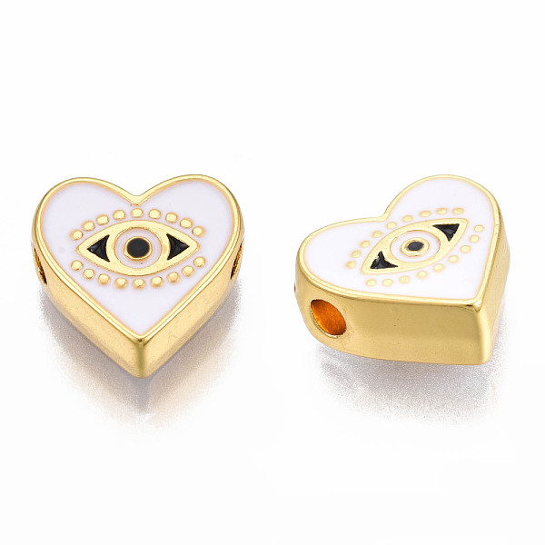 

PandaHall Rack Plating Alloy Enamel Pendants, Light Gold, Cadmium Free & Nickel Free & Lead Free, Heart with Eye, White, 11x12x4.5mm, Hole...