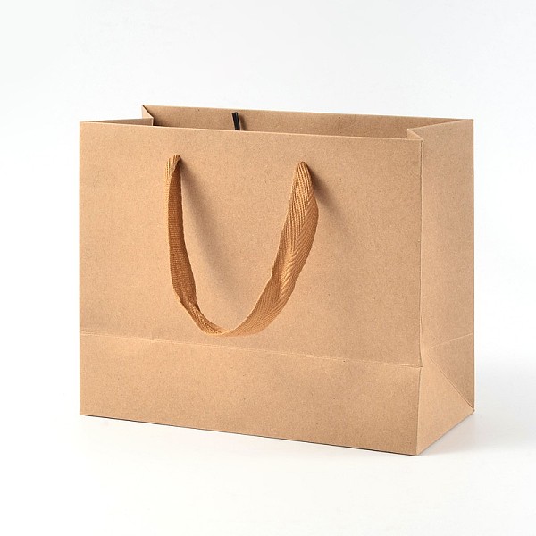 

PandaHall Rectangle Kraft Paper Bags, Gift Bags, Shopping Bags, Brown Paper Bag, with Nylon Cord Handles, BurlyWood, 48x35x14cm Paper None..., Orange