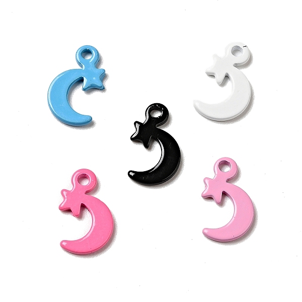 

PandaHall Spray Painted 201 Stainless Steel Charms, Moon with Star Charms, Mixed Color, 12x7x1mm, Hole: 1.2mm 201 Stainless Steel Moon..., Multicolor