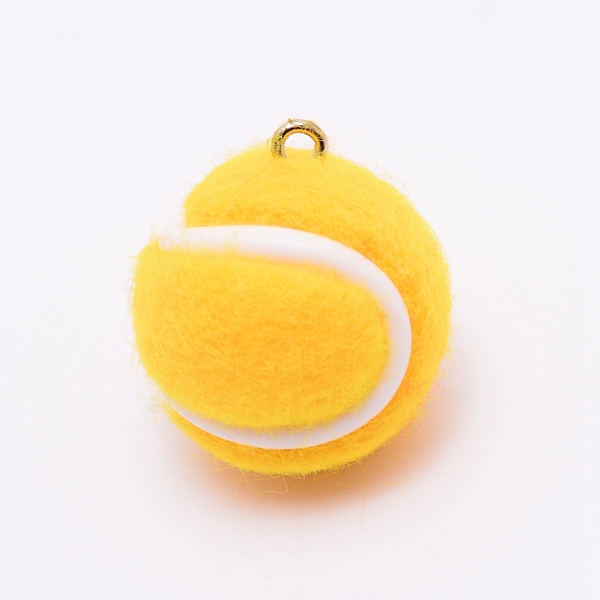 

PandaHall Cloth Fabric Pendants, with Platinum Tone Iron Loop, Tennis, Yellow, 7/8x3/4 inch(22x19mm), Hole: 2mm Fibre Sports Yellow