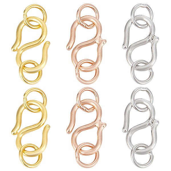 

PandaHall GOMAKERER 6Pcs 3 Colors 925 Sterling Silver S-Hook Clasps, Connector Components for Jewelry Making, with 925 Stamp, Mixed Color...