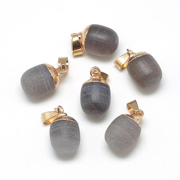 

PandaHall Natural Grey Agate Pendants, with Brass Findings, Frosted, Oval, Golden, 19x11~12mm, Hole: 7x4mm Grey Agate Oval