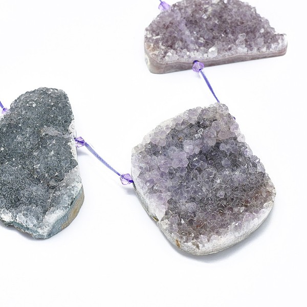 

PandaHall Natural Amethyst Beads Strands, Flat Slab Beads, Nuggets, 39~60x23.5~44.5x10~13mm, Hole: 1.8mm, about 8pcs/strand, 16.1 inch(41cm)...
