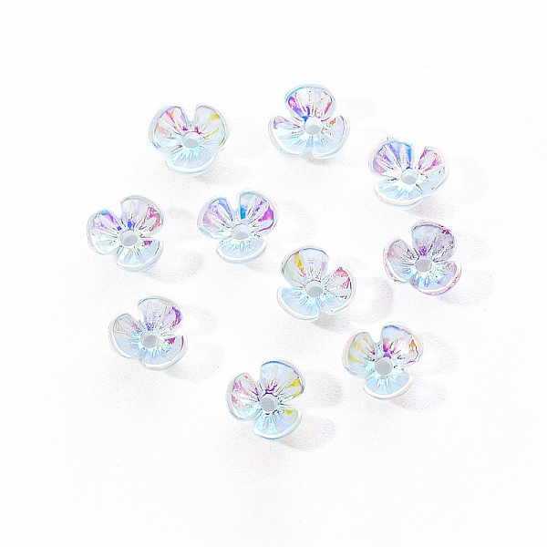 

PandaHall Electroplated 3-petal Flower Resin Cabochons, Nail Art Decoration Accessories, Pale Turquoise, 6x6.5x2.5mm, Hole: 1mm, 10pc/bag...