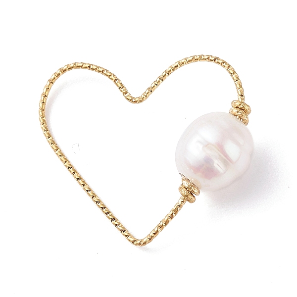 

PandaHall Copper Linking Rings, with Natural Cultured Freshwater Pearl, Heart, Golden, 21x24x1mm, Inner Diameter: 19.5x21.5mm Brass Heart