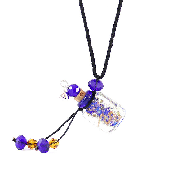 

PandaHall Lampwork Column Perfume Bottle Pendant Necklace with Glass Beads, Essential Oil Vial Jewelry for Women, Mauve, 17.7~25.59 inch..., Purple