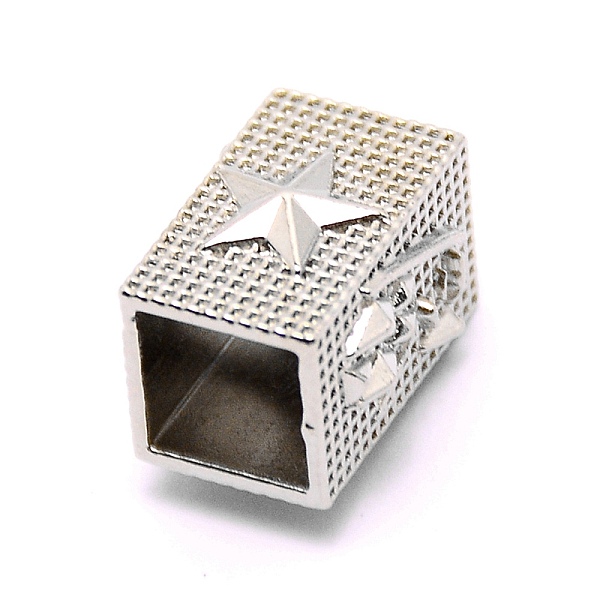 

PandaHall Alloy Cord Ends, End Caps, Cuboid with Star, Platinum, 13x10x10mm, Hole: 4.5mm, Inner Diameter: 6.5mm Alloy