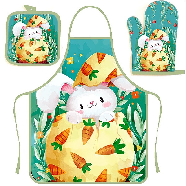 

PandaHall Easter Theme Polyester Sleeveless Apron and Gloves, with Double Shoulder Belt, Dark Cyan, 800x600mm Polyester