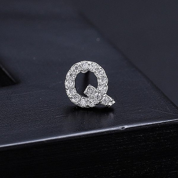 

PandaHall Platinum Brass Micro Pave Cubic Zirconia Stud Earrings, Initial Letter, Letter Q, No Size Cubic Zirconia Letter Q Clear