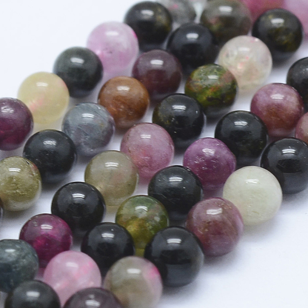 

PandaHall Natural Tourmaline Beads Strands, Round, 4mm, Hole: 1mm, about 99pcs/strand, 15.7 inch(40cm) Tourmaline Round