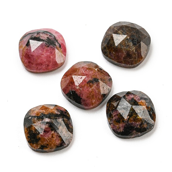 

PandaHall Natural Rhodonite Cabochons, Faceted Square, 8x8x4mm Rhodonite Square