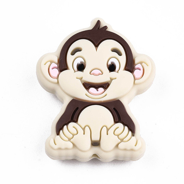 

PandaHall Food Grade Eco-Friendly Silicone Beads, Chewing Beads For Teethers, DIY Nursing Necklaces Making, Monkey, PapayaWhip & Brown..., Orange