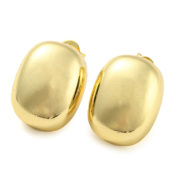

PandaHall Rack Plating Brass Oval Stud Earrings, Long-Lasting Plated, Cadmium Free & Lead Free, Real 18K Gold Plated, 16x12.5mm Brass Oval