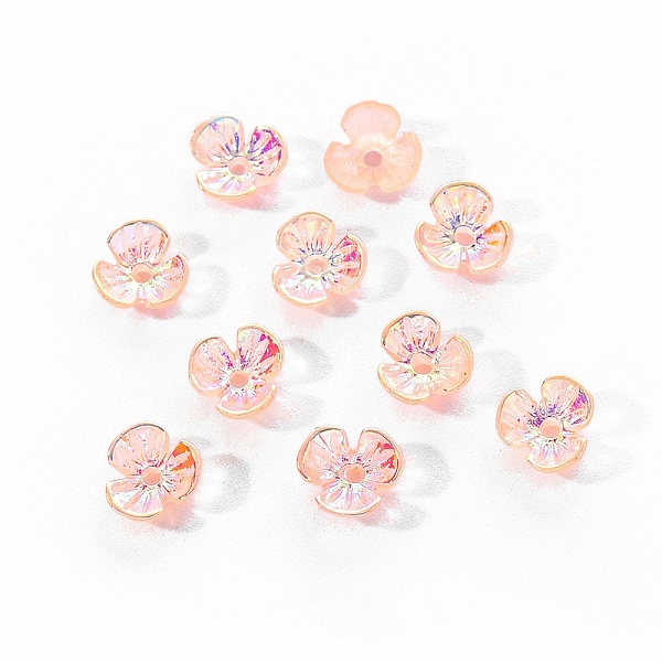 

PandaHall Electroplated 3-petal Flower Resin Cabochons, Nail Art Decoration Accessories, Coral, 6x6.5x2.5mm, Hole: 1mm, 10pc/bag Resin..., Red