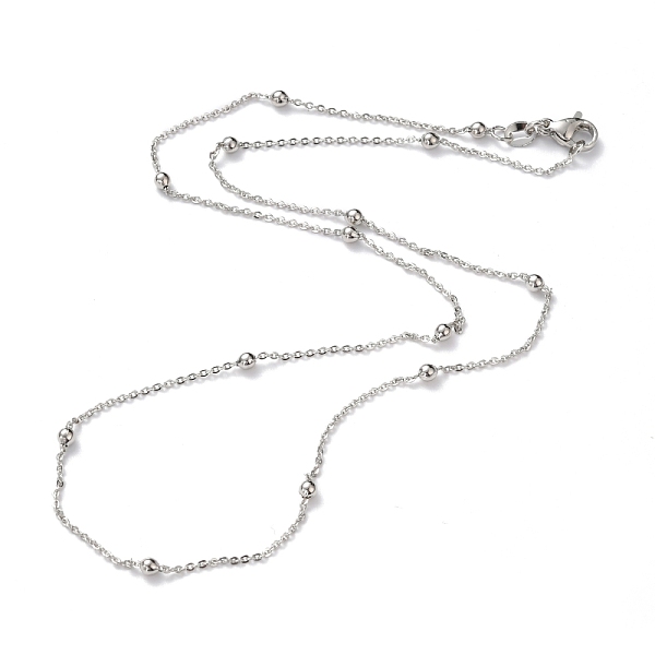 

PandaHall Brass Cable Chain Necklaces, with Round Beads and Lobster Claw Clasps, Long-Lasting Plated, Real Platinum Plated, 18.1~18.50 inch...