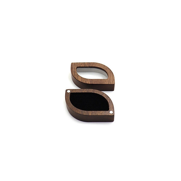 

PandaHall Wood Visible Window Ring Storage Box, Ring Magnetic Gift Case with Velvet Inside, Leaf, Black, 6x4cm Wood Leaf Black