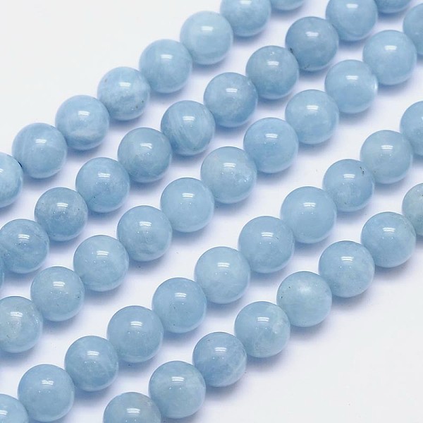 

PandaHall Natural Aquamarine Round Bead Strands, Grade AAA, 8mm, Hole: 1mm, about 48pcs/strand, 15.5 inch Aquamarine Round