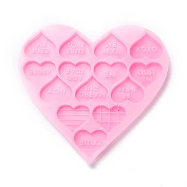 

PandaHall Valentine's Day Theme Food Grade Pendant Silicone Molds, Bakeware Tools, For DIY Cake Decoration, Chocolate, Candy Mold, Heart..., Pink
