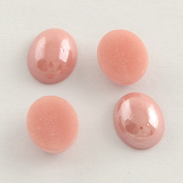 

PandaHall Pearlized Plated Opaque Glass Cabochons, Oval, Rosy Brown, 13x10x5mm Glass Oval Brown