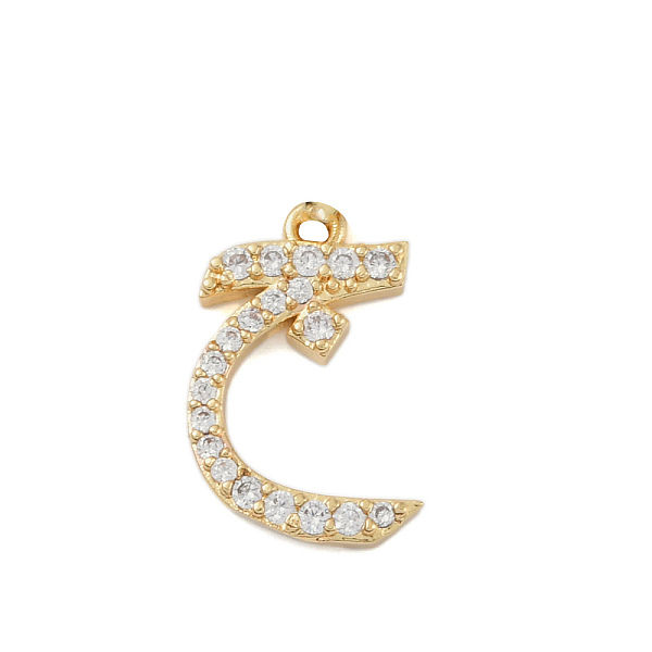 

PandaHall Rack Plating Brass Micro Pave Clear Cubic Zirconia Pendants, Long-Lasting Plated, Lead Free & Cadmium Free, Arabic Alphabet, Real...