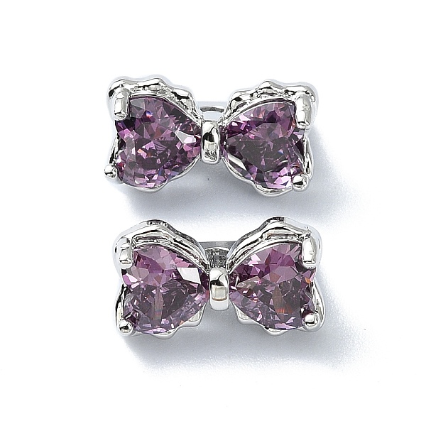 

PandaHall Brass Pave Cubic Zirconia Multi-Strand Links, 3-Hole, Bowknot, Platinum, Dark Violet, 7x12x7mm, Hole: 1.2mm Brass+Cubic Zirconia...
