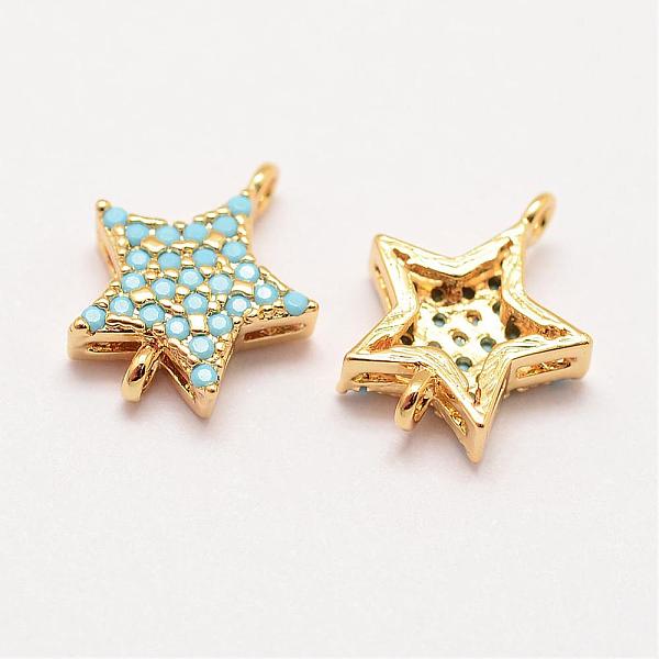 

PandaHall Brass Micro Pave Grade AAA Cubic Zirconia Links, Long-Lasting Plated, Star, Cadmium Free & Nickel Free & Lead Free, Real 18K Gold...