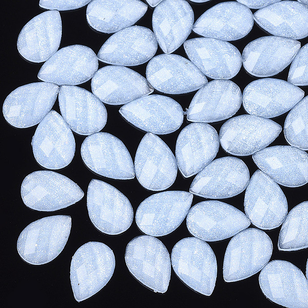

PandaHall Resin Cabochons, with Glitter Powder, Faceted, teardrop, Light Sky Blue, 6x4x1.5mm Resin Teardrop Blue