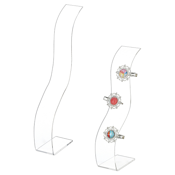 

PandaHall 2Pcs 2 Style Acrylic Hair Clip Displays, S-Shape, Clear, 3.5x8.3x26cm, 1pc/style Acrylic Clear
