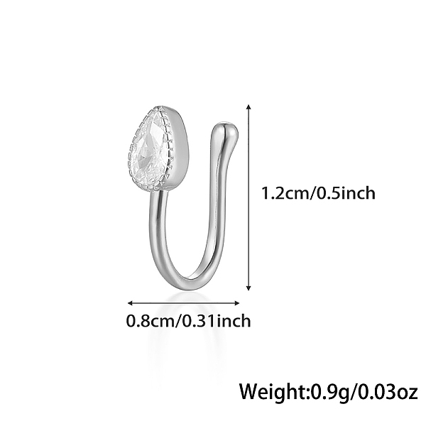 925 Nasenring Aus Sterlingsilber In Tropfenform Mit Klarem Zirkonia