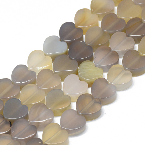 

PandaHall Natural Grey Agate Bead Strands, Heart, 10x10x5mm, Hole: 1.5mm, about 40pcs/strand, 14.5 inch Grey Agate Heart
