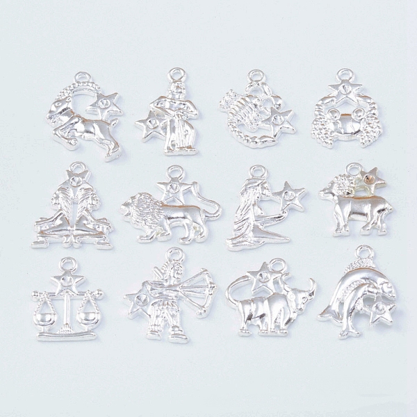 

PandaHall Alloy Pendants, Cadmium Free & Lead Free, 12 Constellations, Silver, 20~27x16~25mm, 12pcs/set Alloy Constellation