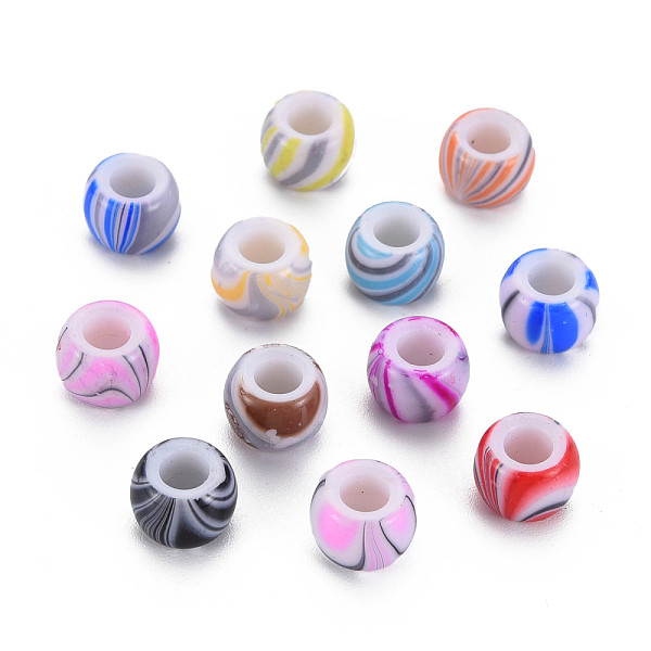 

PandaHall Opaque Acrylic European Beads, Large Hole Beads, Rondelle, Mixed Color, 8.5x6mm, Hole: 4mm Acrylic Barrel Multicolor