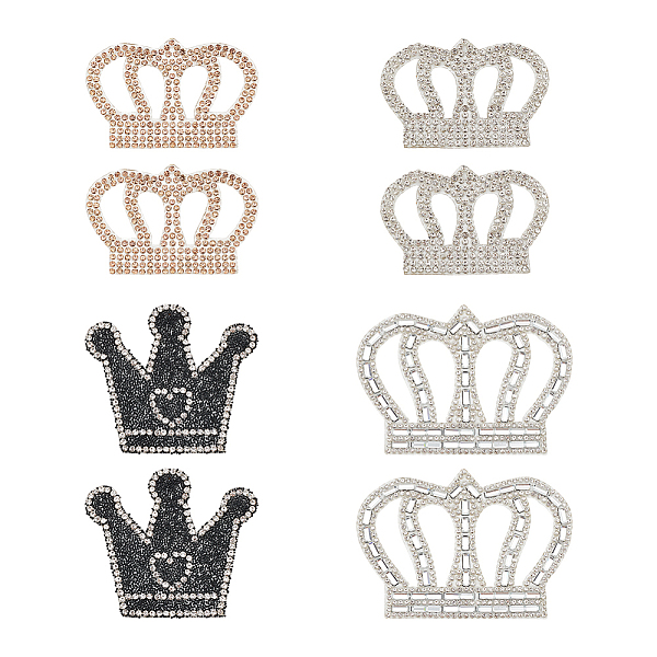

PandaHall 8Pcs 4 Style Crown Shape with Heart Hotfix Rhinestone, Crystal Glass Rhinestone, Costume Accessories, Sewing Craft Decoration..., Multicolor