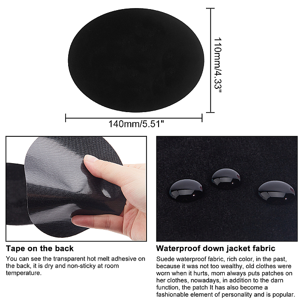 

PandaHall Flocky Cloth Fabric Appliques Iron On Patches, For Costume Accessories, Oval, Black, 140x110x0.5mm Cloth Oval Black