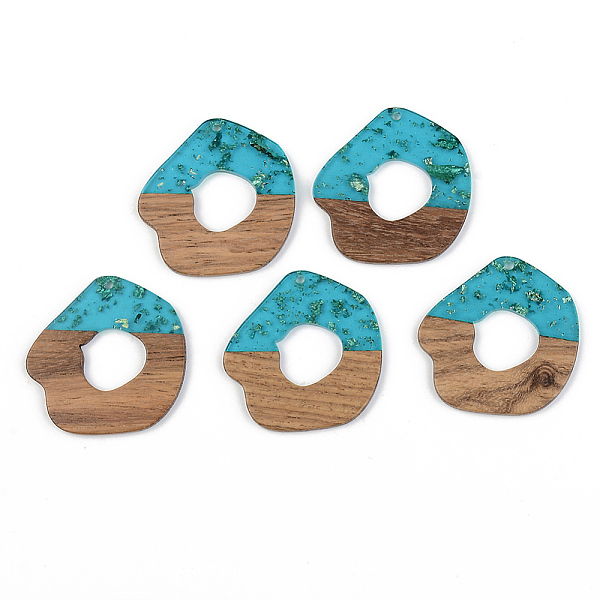 

PandaHall Transparent Resin & Walnut Wood Pendants, with Gold Foil, Dark Turquoise, 38x38x3mm, Hole: 2mm Resin+Wood Others Cyan