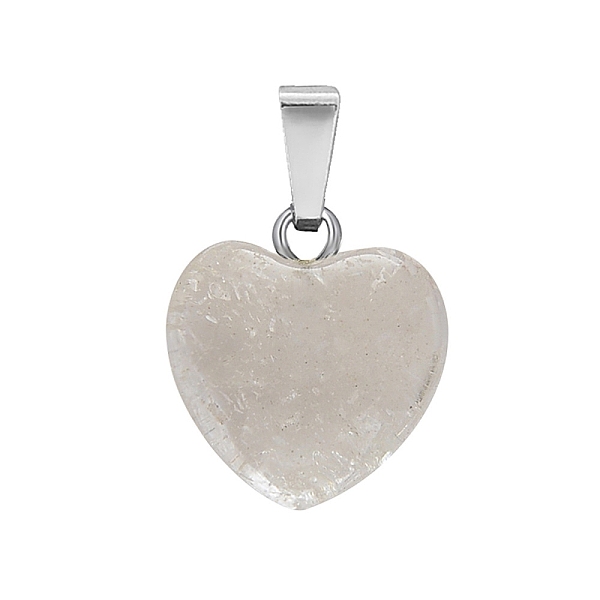 

PandaHall Natural Quartz Crystal Charms, Rock Crystal Charms, with Silver Tone Metal Findings, Heart, 16x6mm Quartz Crystal Heart
