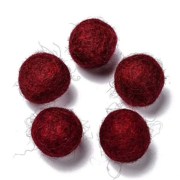 PandaHall Wool Felt Balls, Dark Red, 18~22mm Wool