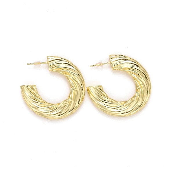 

PandaHall Rack Plating Brass Stud Earrings, Long-Lasting Plated, Lead Free & Cadmium Free, Twisted Letter. C, Real 18K Gold Plated...