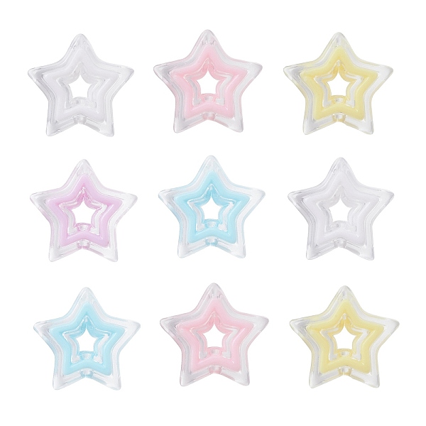 

PandaHall 50Pcs Transparent Acrylic Beads, Bead in Bead, Star, Mixed Color, 21.5x22x6mm, Hole: 3mm Acrylic Star Multicolor