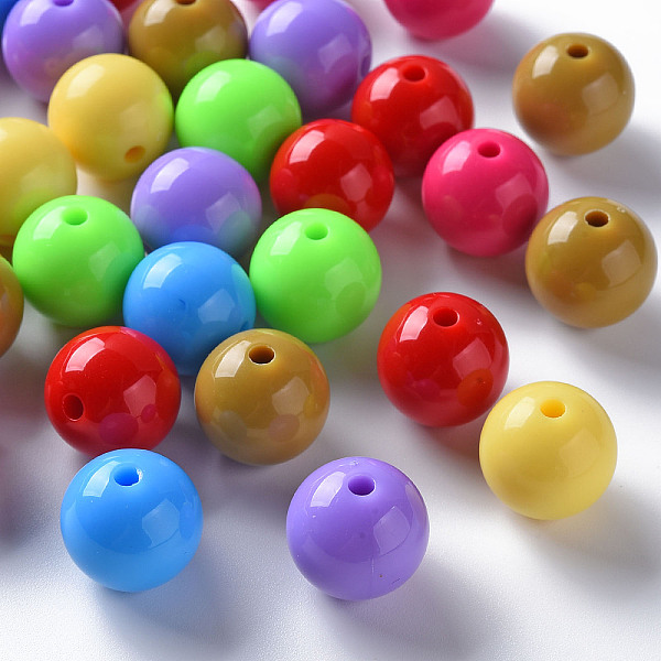 

PandaHall Opaque Acrylic Beads, Round, Mixed Color, 16x15mm, Hole: 2.8mm Acrylic Round Multicolor