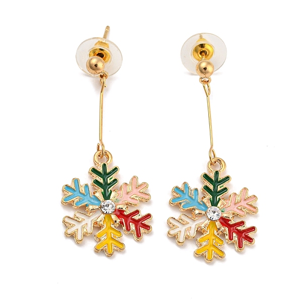 PandaHall Fashionable Colorful Oil Drop Snowflake Earrings - Christmas Jewelry, Delicate, Trendy. Other