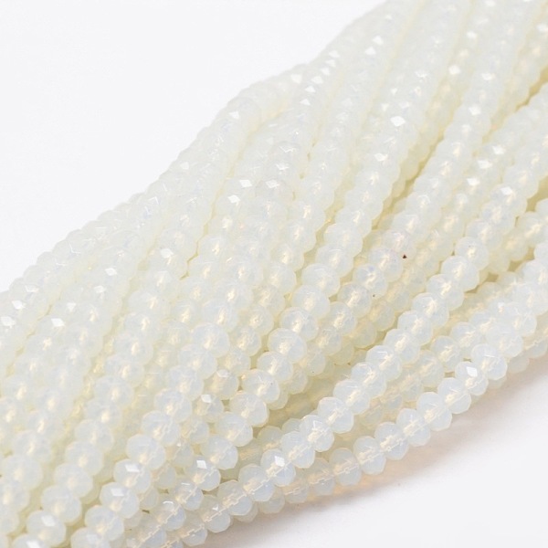 

PandaHall Opalite Beads Strands, Rondelle, Faceted, 4x2~3mm, Hole:1mm, about 115pcs/strand, 14 inch Opalite Rondelle White