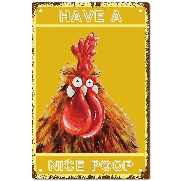 PandaHall CREATCABIN Funny Tin Signs Have A Nice Poop Chicken Metal Sign Vintage Plaque Poster Wall Art for Restroom Decor Home Bar Pub Cafe...