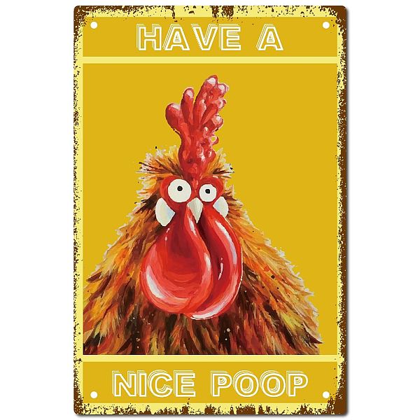 

PandaHall CREATCABIN Funny Tin Signs Have A Nice Poop Chicken Metal Sign Vintage Plaque Poster Wall Art for Restroom Decor Home Bar Pub Cafe..., Gold