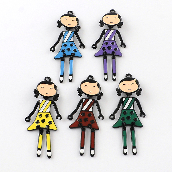 

PandaHall Fashion Girl Zinc Alloy Enamel Big Pendants, Cadmium Free & Nickel Free & Lead Free, Gunmetal, 62x25x2mm, Hole: 2mm Alloy+Enamel..., Multicolor