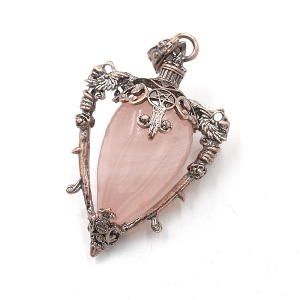 

PandaHall Natural Rose Quartz Point Pendulum Pendants, with Red Copper Brass Findings, Triangle, 54x35x23mm Rose Quartz Triangle